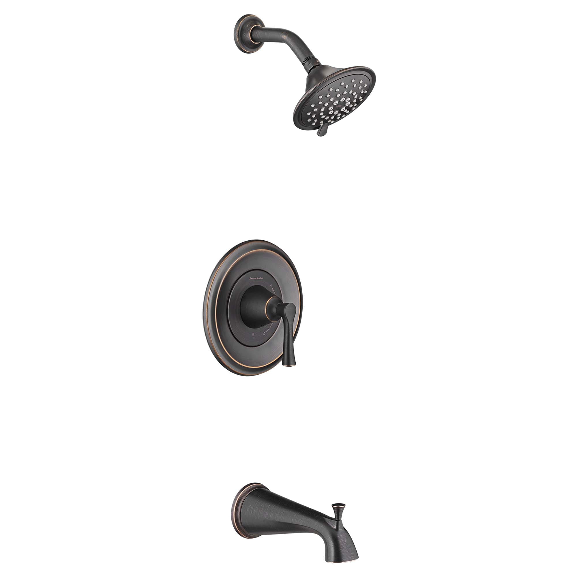 Estate 25 gpm 95 L min Tub and Shower Trim Kit With 3 Function Showerhead Double Ceramic Pressure Balance Cartridge With Lever Handle LEGACY BRONZE